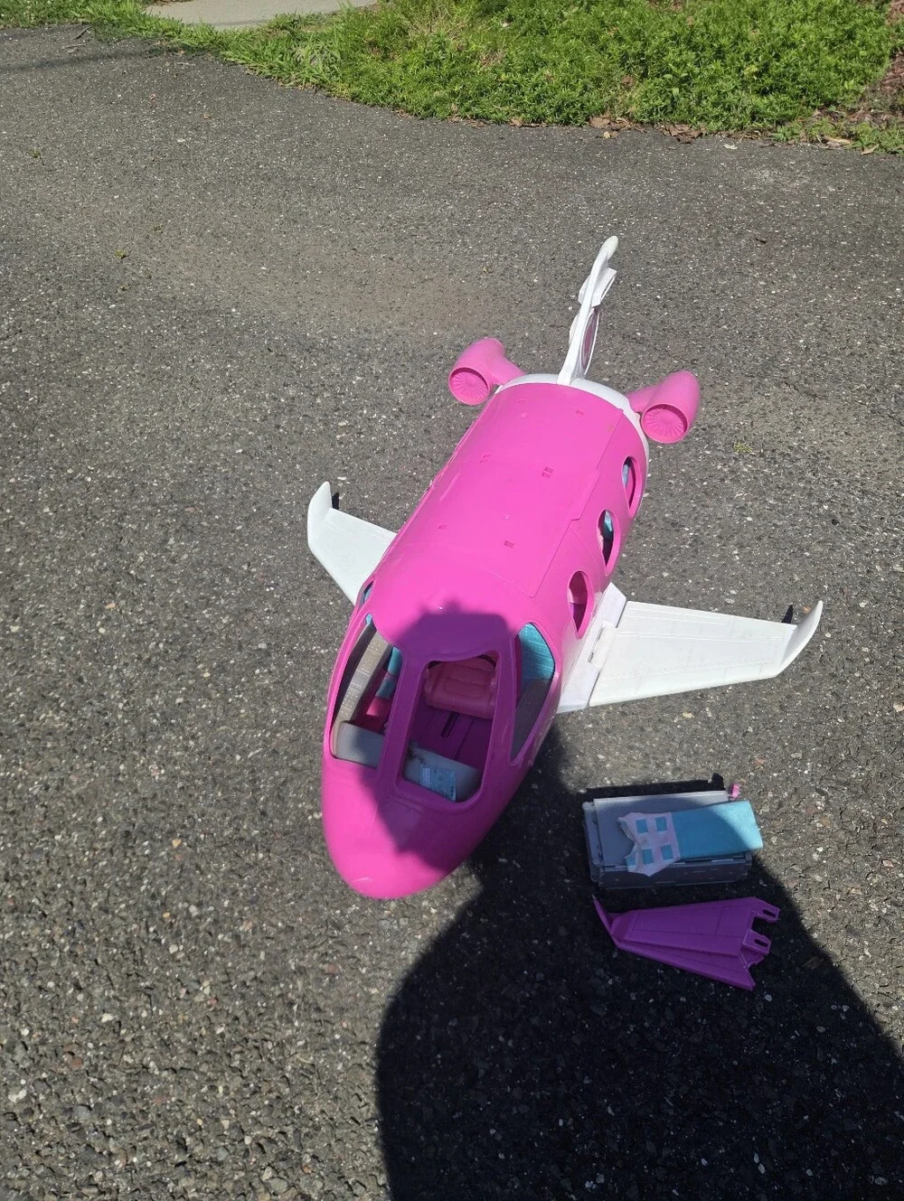 Barbie Pink Teal Play Plane with Fold-Out Cabin